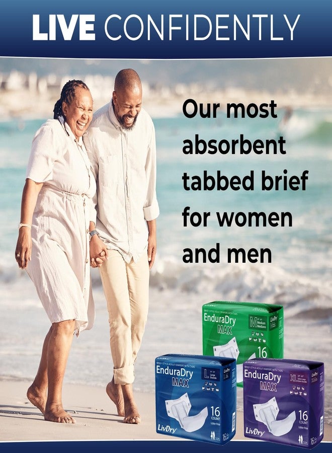  ليفدري حفاضات ليف دراي إندورا دراي ماكس للكبار مزودة بأشرطة لاصقة، تدوم حتى 12 ساعة، سراويل داخلية فائقة الامتصاص لسلس البول، سراويل داخلية مانعة للتسرب، مقاس كبير، عبوة من 16 قطعة - Image 3